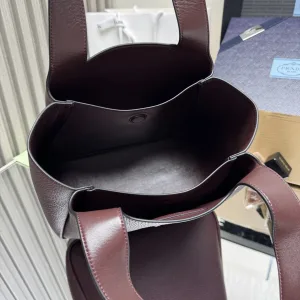 Prada Triangle Tote Medium Burgundy Gold Hardware