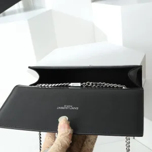Saint Laurent Kate Chain Bag Small Black Silver Hardware Exact Size Unknown 253