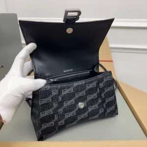 Balenciaga Hourglass Top Handle Medium Black Monogram 26cm