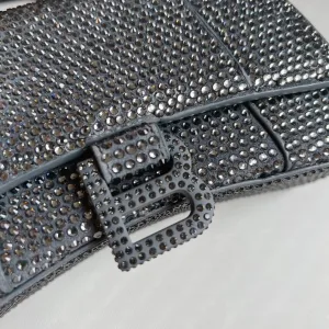 Balenciaga Hourglass Top Handle Mini Gray Crystal 19cm