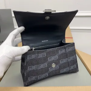 Balenciaga Hourglass Top Handle Small Black Monogram 23cm
