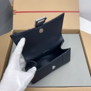Balenciaga Hourglass Top Handle Small Black Smooth 23cm