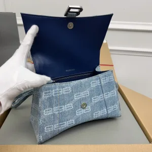Balenciaga Hourglass Top Handle Small Blue Monogram 23cm