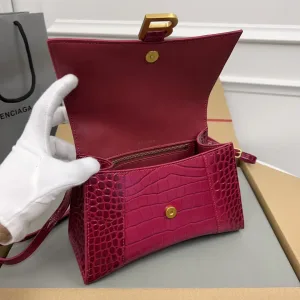 Balenciaga Hourglass Top Handle Small Red Croc 23cm