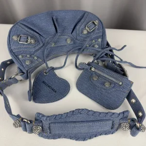 Balenciaga Le Cagole Shoulder Small Blue Denim 26cm