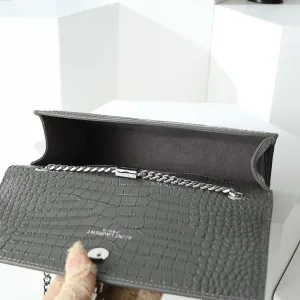 Saint Laurent Kate Chain Bag Small Gray Silver Hardware Exact Size Unknown 113
