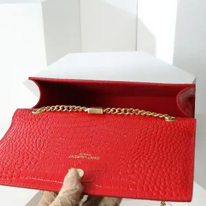 Saint Laurent Kate Chain Bag Small Red Gold Hardware Exact Size Unknown 112
