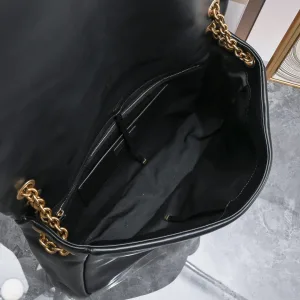 Saint Laurent LouLou Shoulder Bag Medium Black Gold Hardware Exact Size Unknown 048