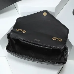 Saint Laurent LouLou Shoulder Bag Medium Black Gold Hardware Exact Size Unknown 082