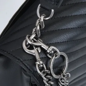 Saint Laurent LouLou Shoulder Bag Medium Black Silver Hardware Exact Size Unknown 040