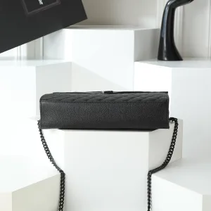 Saint Laurent LouLou Shoulder Bag Medium Black Silver Hardware Exact Size Unknown 092