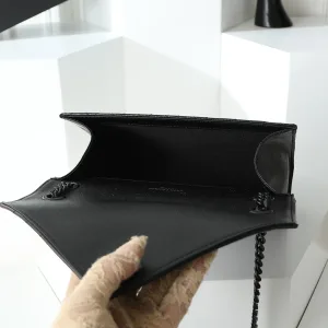 Saint Laurent LouLou Shoulder Bag Medium Black Silver Hardware Exact Size Unknown 097