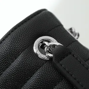 Saint Laurent LouLou Shoulder Bag Medium Black Silver Hardware Exact Size Unknown 098