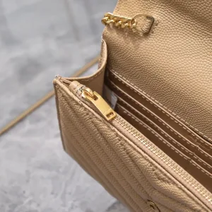 Saint Laurent LouLou Shoulder Bag Medium Tan Gold Hardware Exact Size Unknown 035