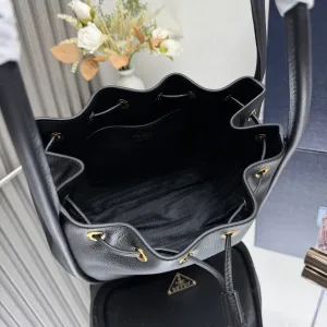 Prada Bucket Bag Medium Black Gold Hardware