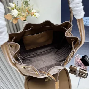 Prada Bucket Bag Medium Caramel Gold Hardware