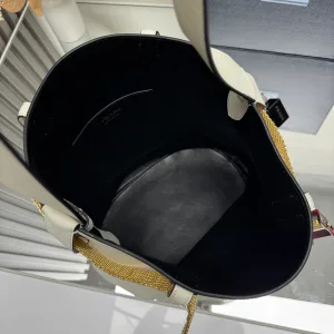 Prada Bucket Bag Medium White Gold Hardware