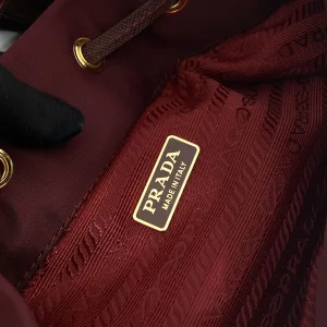 Prada Bucket Bag Small Burgundy Gold Hardware