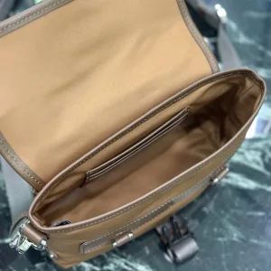 Prada Buckle Crossbody Small Brown Silver Hardware