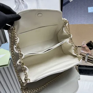 Prada Chain Shoulder Bag Small White Gold Hardware