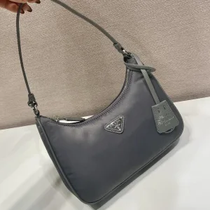 Prada Cleo Hobo Small Slate Blue Silver Hardware