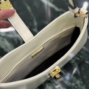 Prada Cleo Hobo Small White Gold Hardware