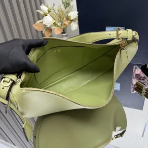 Prada Cleo Moon Bag Medium Light Green Silver Hardware