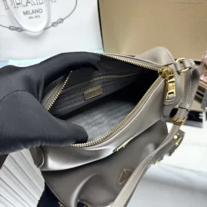 Prada Cleo Shoulder Bag Small Silver Gold Hardware
