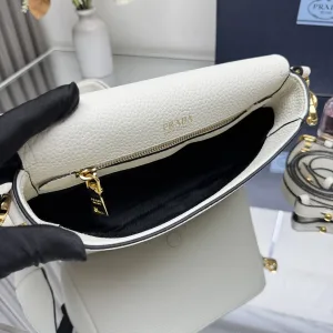 Prada Flap Crossbody Small White Gold Hardware