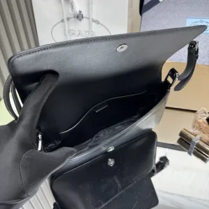 Prada Flap Shoulder Bag Small Black Silver Hardware