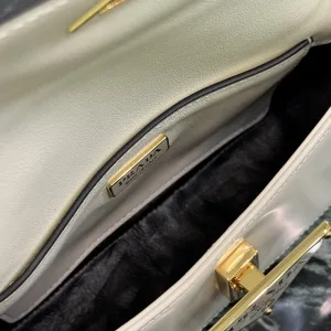 Prada Flap Shoulder Bag Small White Gold Hardware