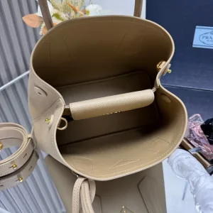 Prada Galleria Top Handle Medium Beige Gold Hardware