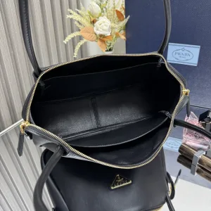 Prada Galleria Top Handle Small Black Gold Hardware