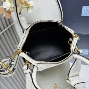 Prada Galleria Top Handle Small White Gold Hardware Variant 3