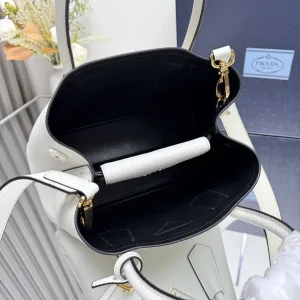Prada Galleria Top Handle Small White Silver Hardware