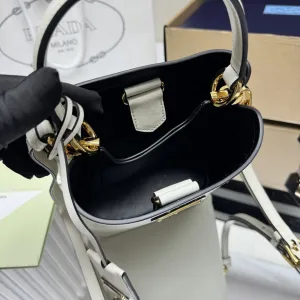 Prada Galleria Tote Medium White Gold Hardware