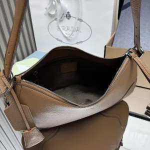 Prada Hobo Shoulder Bag Medium Caramel Gold Hardware
