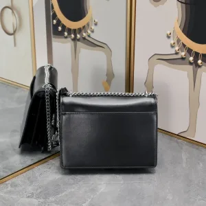 Saint Laurent Kate Chain Bag Small Black Silver Hardware Exact Size Unknown 057