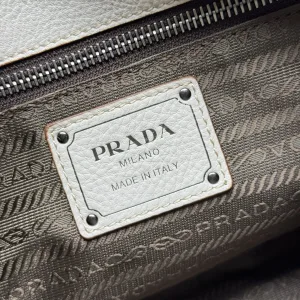 Prada Hobo Shoulder Bag Medium White Silver Hardware