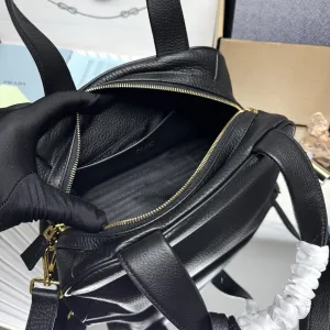 Prada Leather Backpack Medium Black Silver Hardware