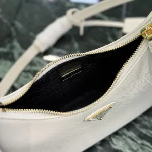 Prada Mini Hobo Small White Gold Hardware