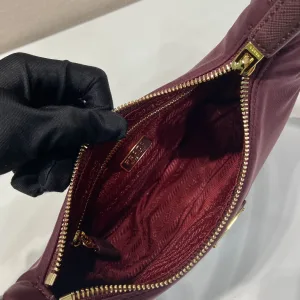 Prada ReEdition Shoulder Bag Small Burgundy Silver Hardware Variant 2