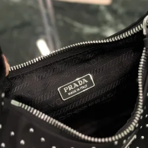 Prada ReNylon Tote Medium Black Silver Hardware