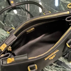 Prada Saffiano Boston Bag Small Black Gold Hardware