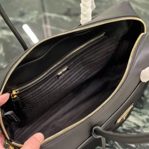 Prada Saffiano Boston Bag Small Black Gold Hardware Variant 2