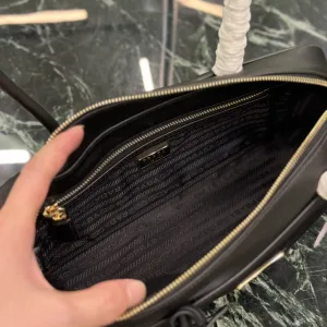 Prada Saffiano Boston Bag Small Black Gold Hardware Variant 3