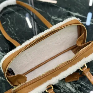 Prada Shearling Mini Bag Small Caramel Gold Hardware