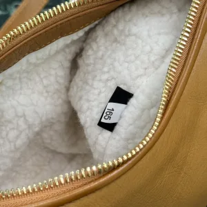 Prada Shearling Moon Bag Small Caramel Gold Hardware