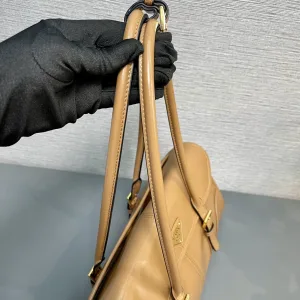 Prada Soft Leather Satchel Large Caramel Gold Hardware