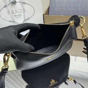 Prada Triangle Shoulder Bag Small Black Gold Hardware Variant 2